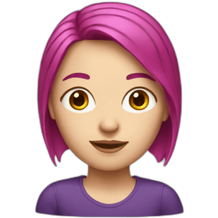 White girl with a magenta hair emoji