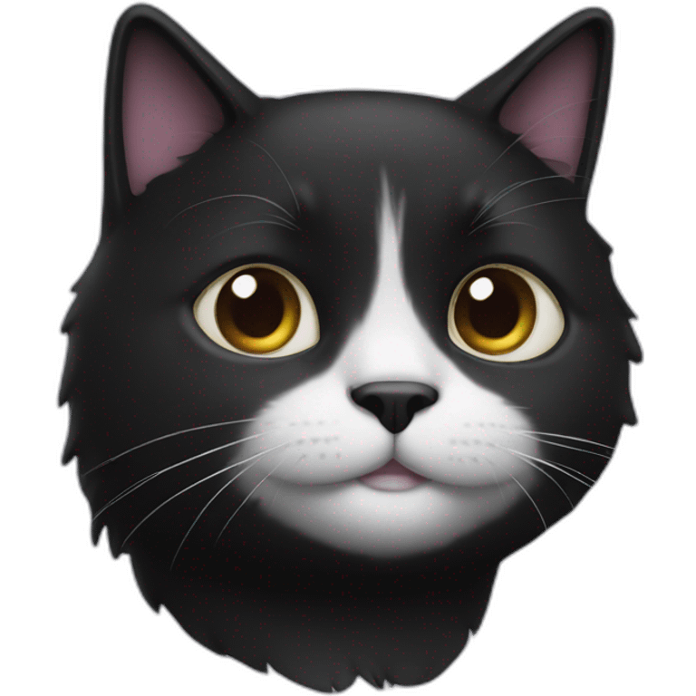 black-cat-white-small-mustache-face emoji