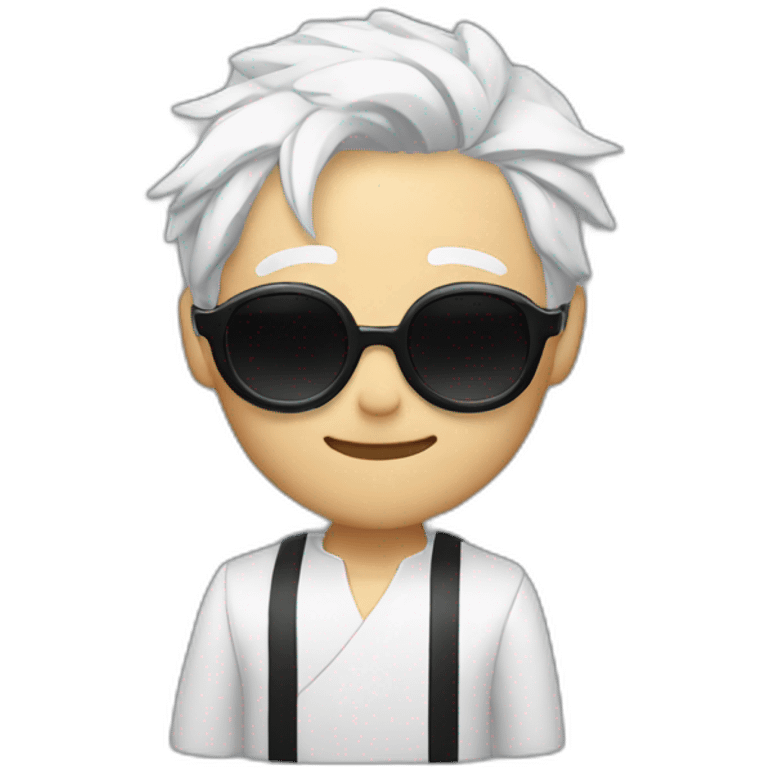 Gojo satoru white hair with round black sunglasses emoji