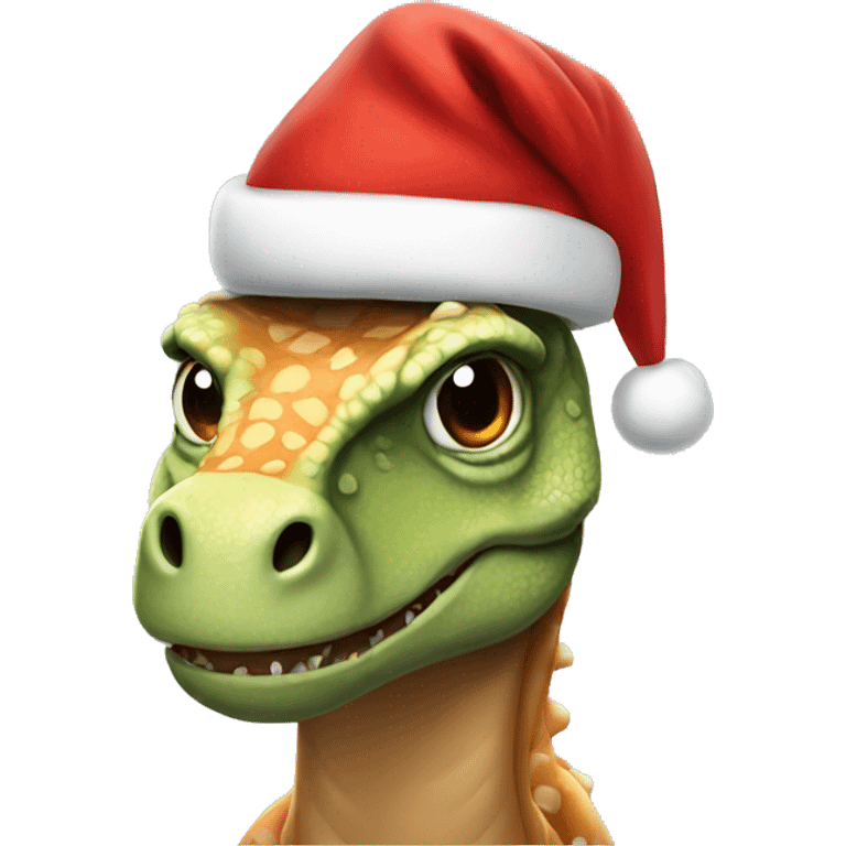 Dino wearing Santa hat emoji