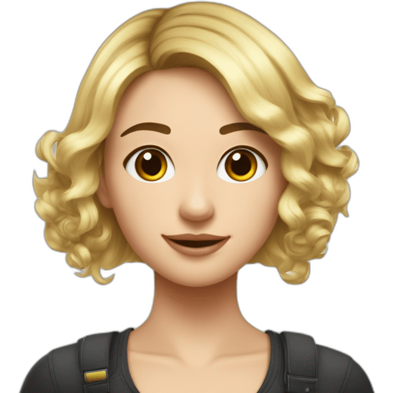 Fille a l air méchante- cheveux cours de couleur noir fesant une franche  emoji