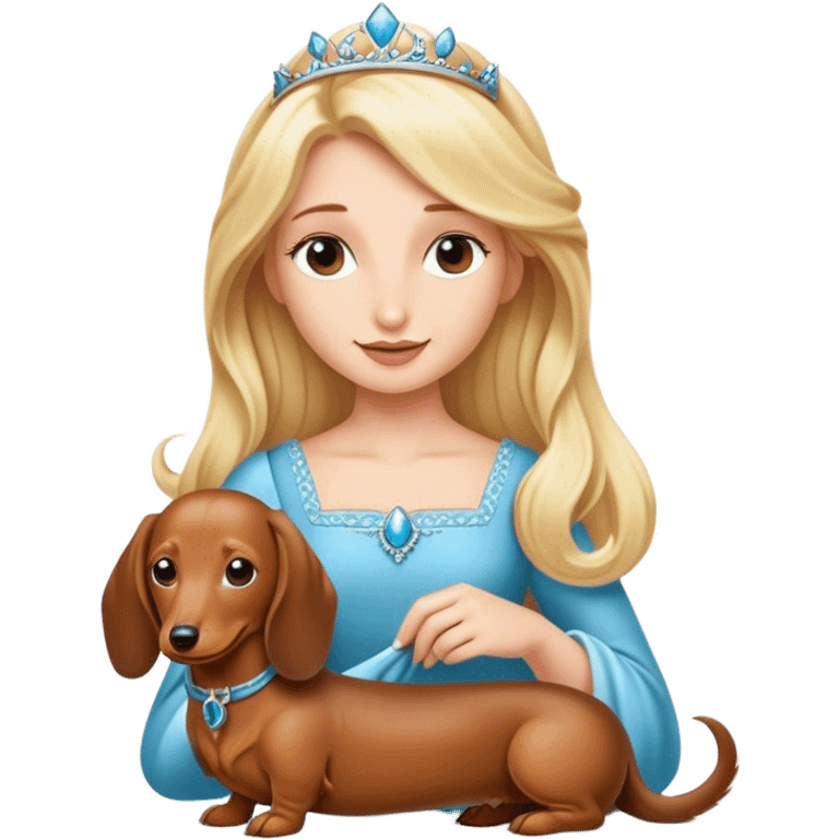 Blonde princess folding a Long haired dachshund  emoji