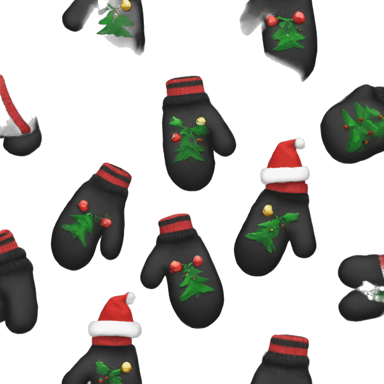 black color Christmas mittens  emoji