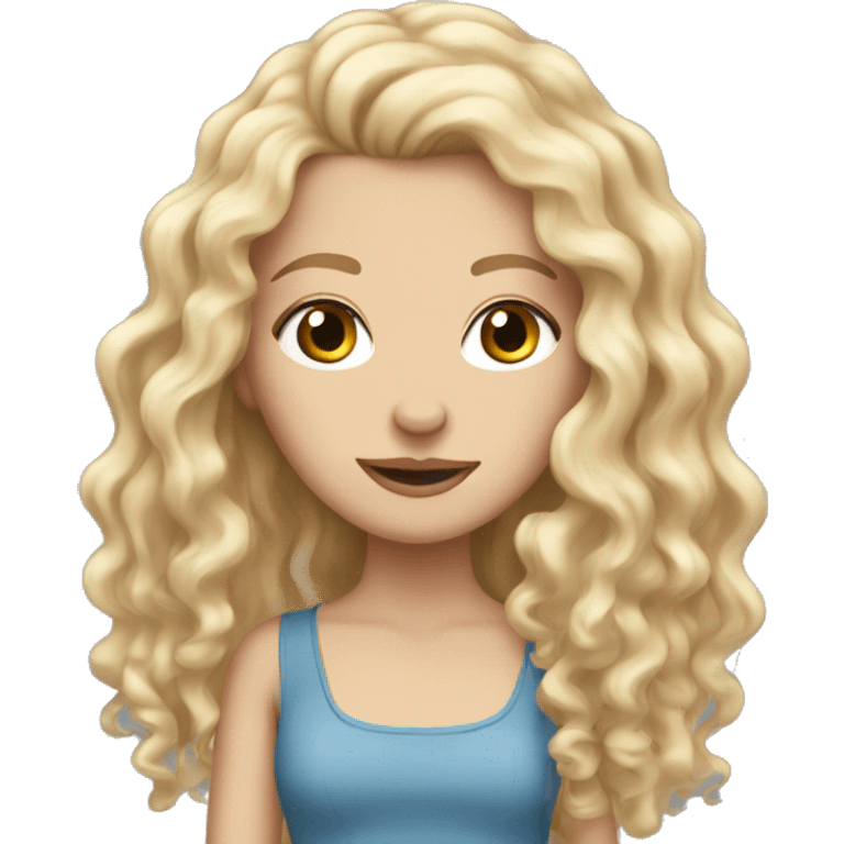 white girl with really curly very long blonde hair emoji