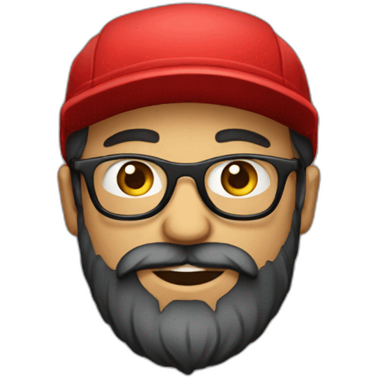 bearded portuguese designer with glasses and a red cap emoji