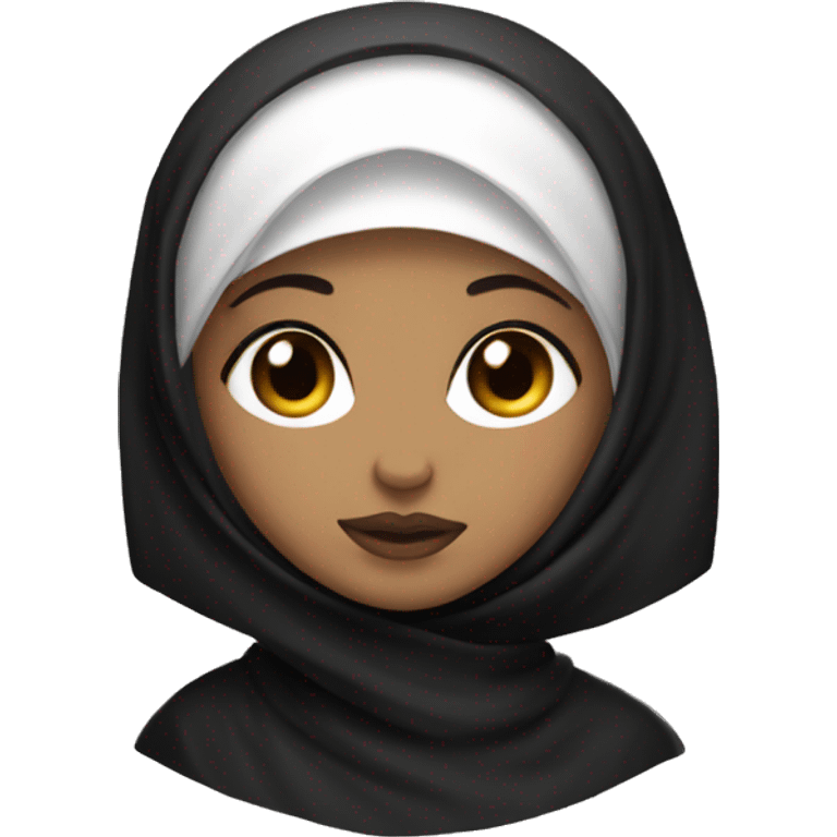 girl in a black hijab, with black eyes, with plump lips emoji