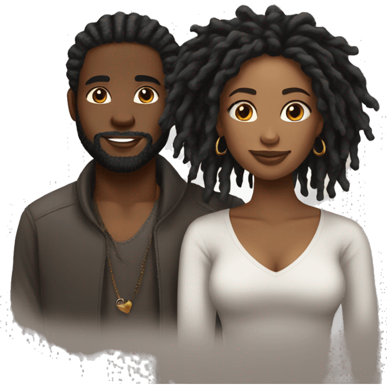 Black couple with locs Inlove💕 emoji