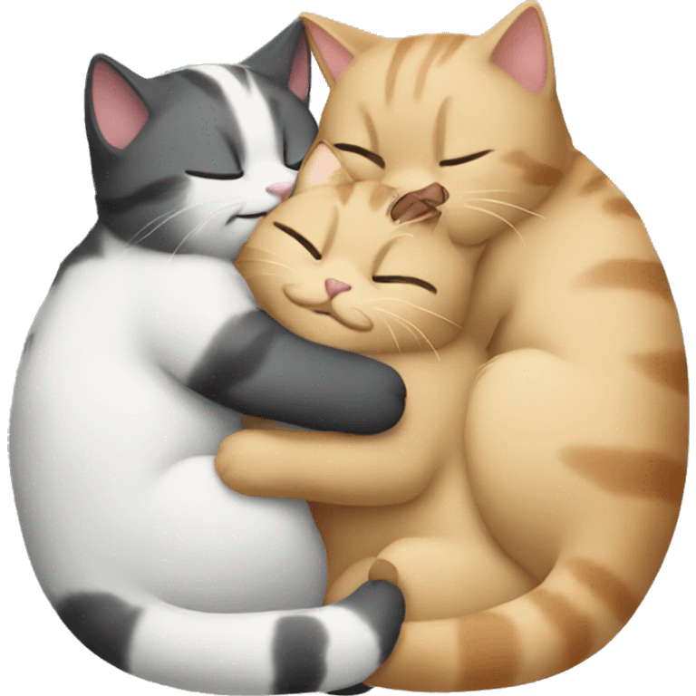 three cats hugging emoji