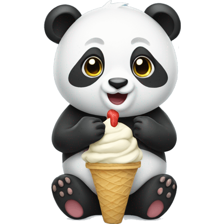 Panda eating ice cream emoji