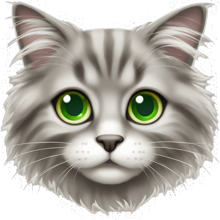 Fluffy maincoon cat with green eyes emoji