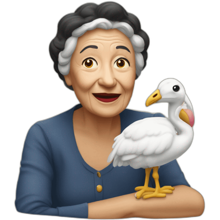 Mamie sur une autruche emoji