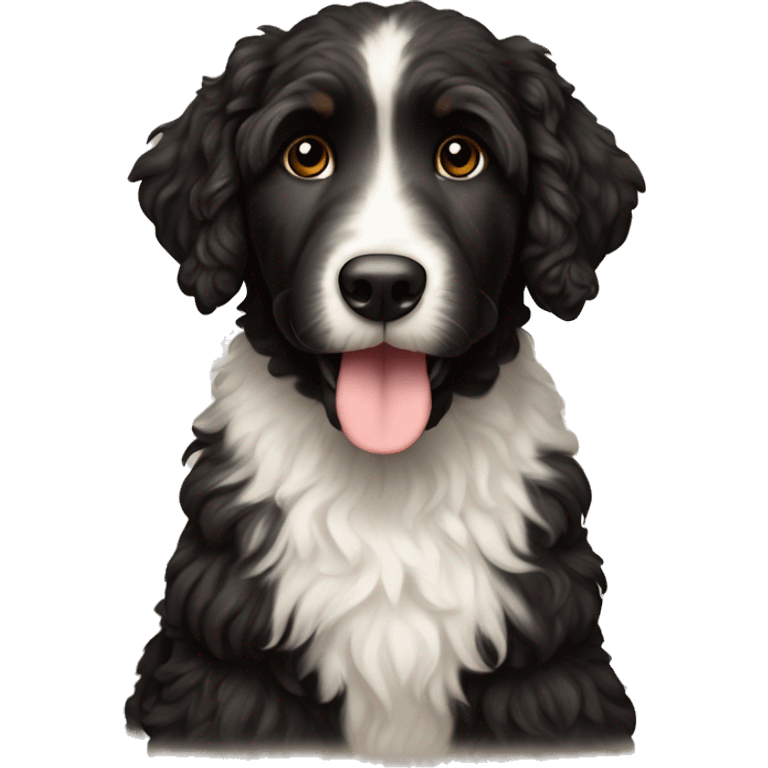 Black bernadoodle dog with brown emoji