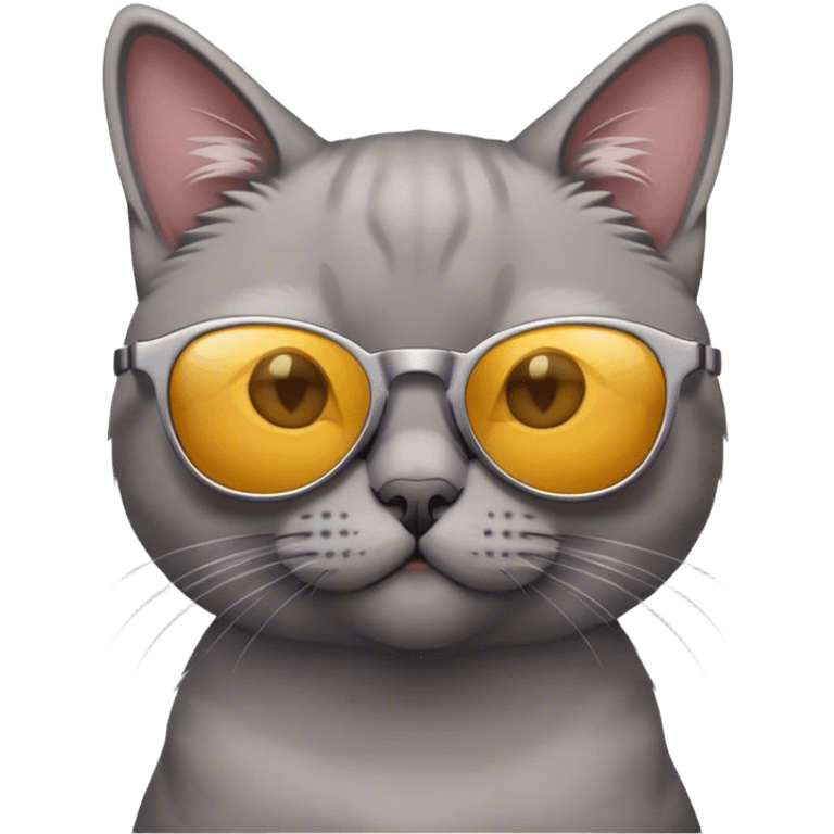 Short hair grey cat with sunglasses  emoji