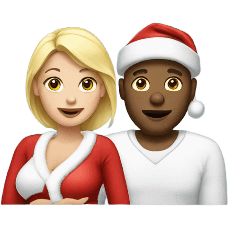 blonde pregnant woman with santa emoji