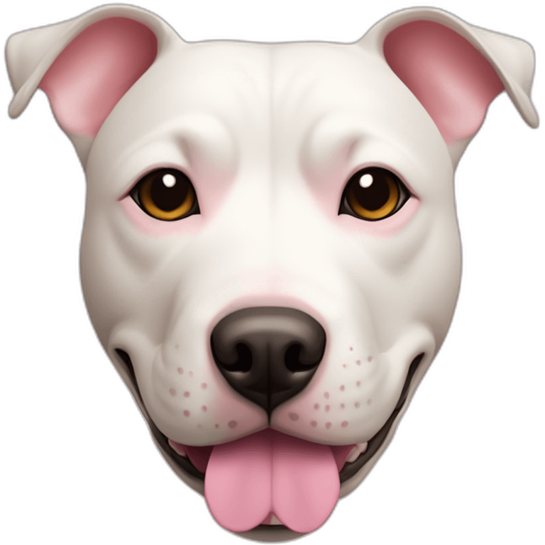 White staffy bull terrier cross with light tan patch and pink nose emoji