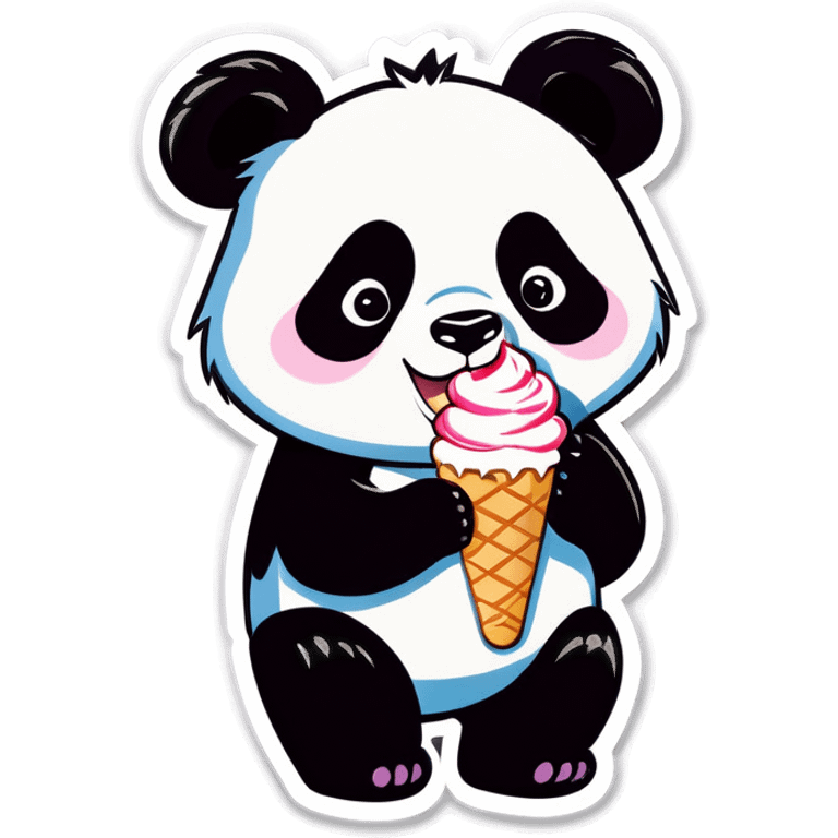 Panda eating ice cream emoji