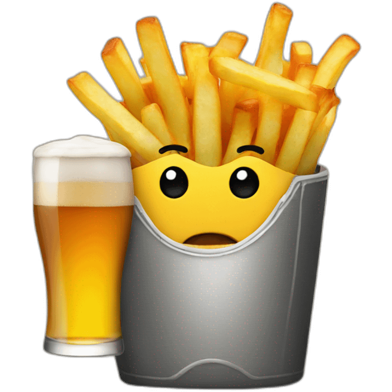 fries drinking beer emoji