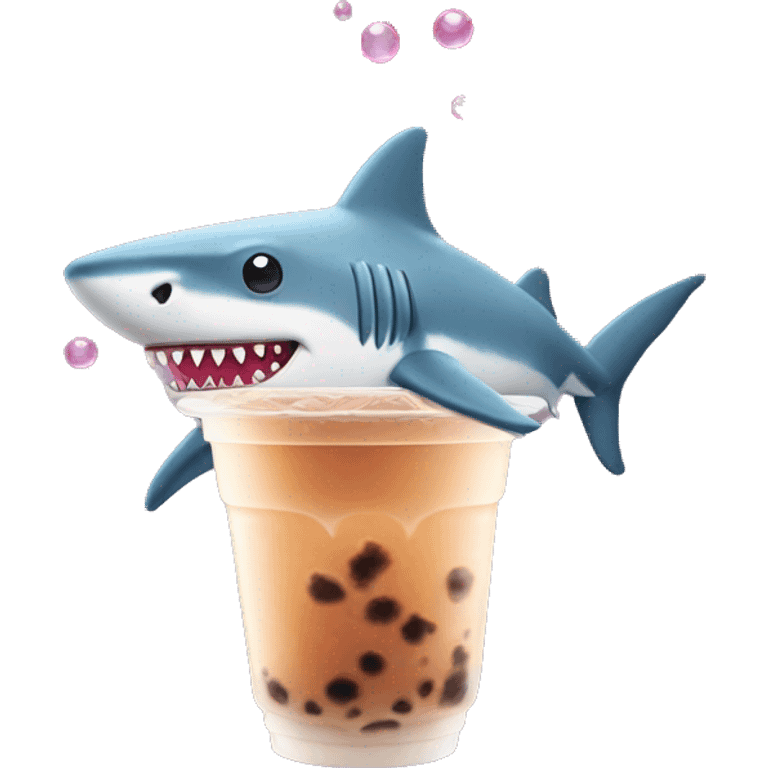 Shark with a bubble tea emoji