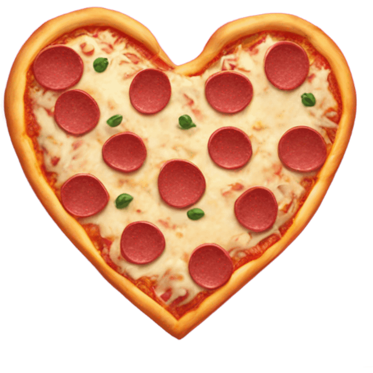 Realistic heart shaped pizza sitting flat in a hot pink open pizza box. emoji