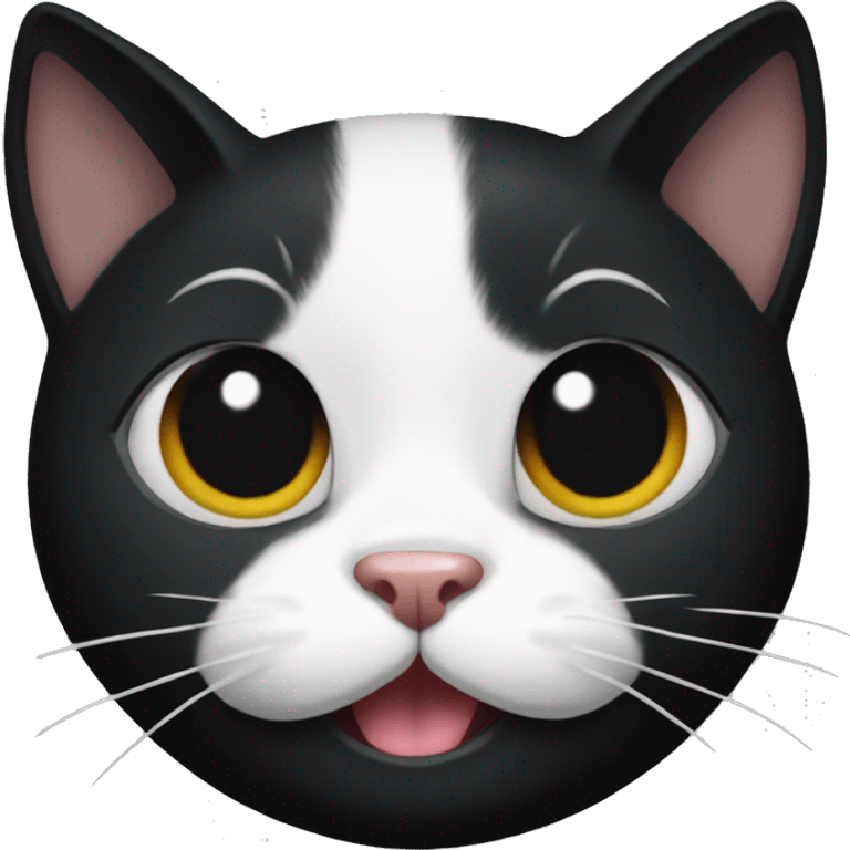 black cat white white mouth being cute emoji