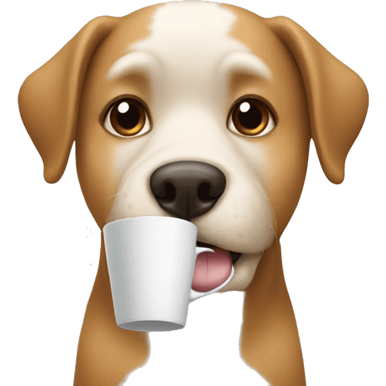 Dog drinking coffee emoji