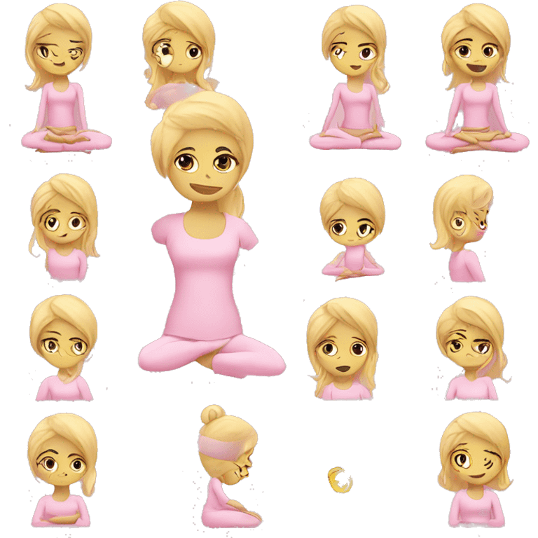 blonde yoga girl light pink clothes n emoji