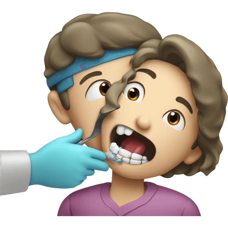 a dentist treats a woman's teeth emoji