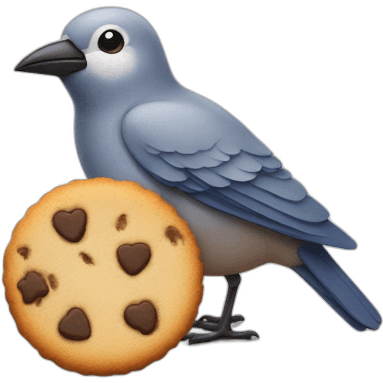 A bird with a cookie emoji