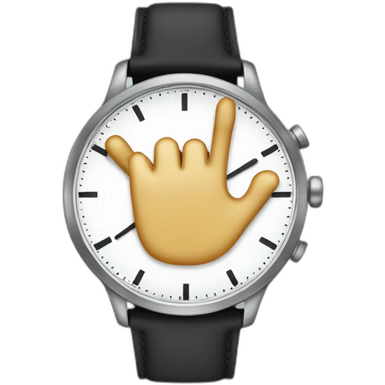 watch with finger pointing to it emoji