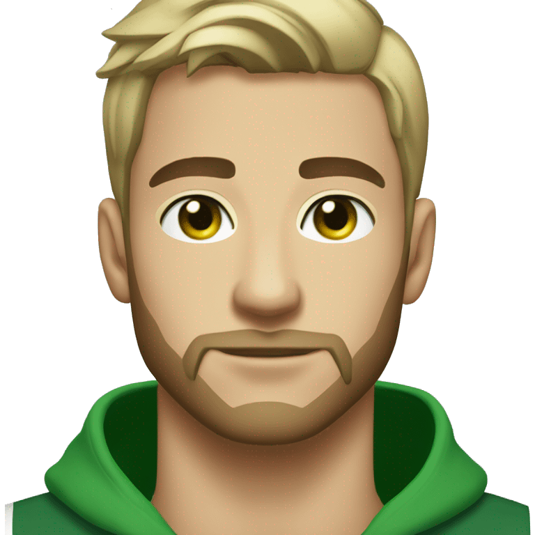 Man 21 years old, with trimmed beard, green eyes, short dark to blonde hair, athletic emoji