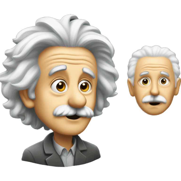 an old guy with poorly attended hair, i mean einstein, in the background is a blackboard emoji