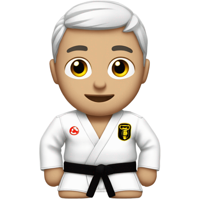 Belgian Mali’s wearing white jiujitsu gi with a black belt emoji