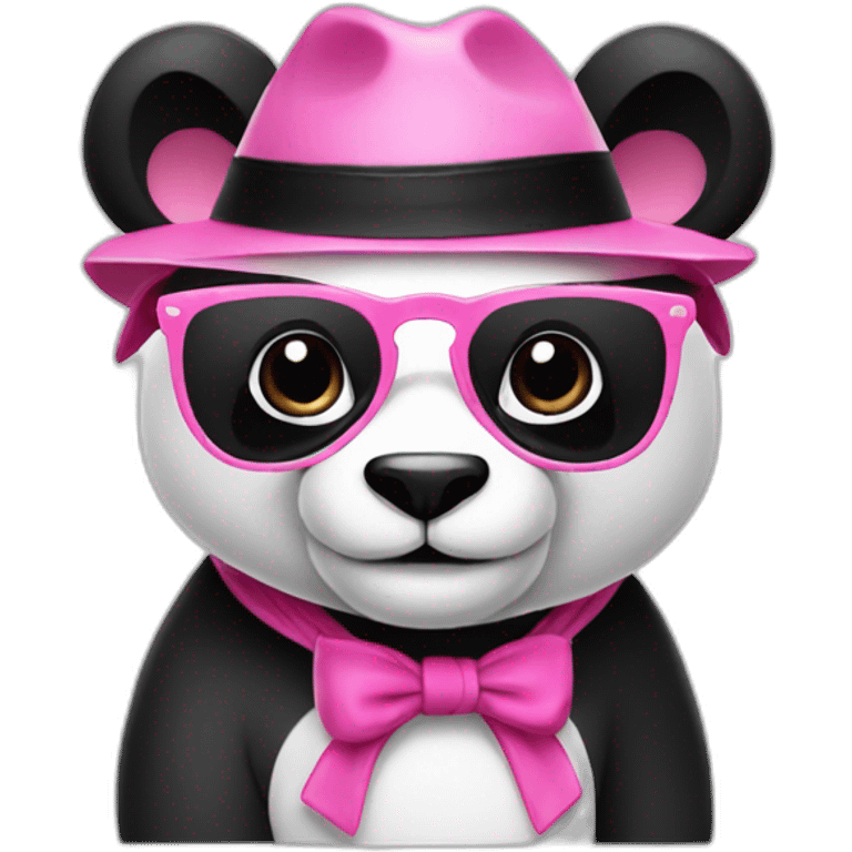 Panda-with-hat-and-glasses-black-and-pink emoji