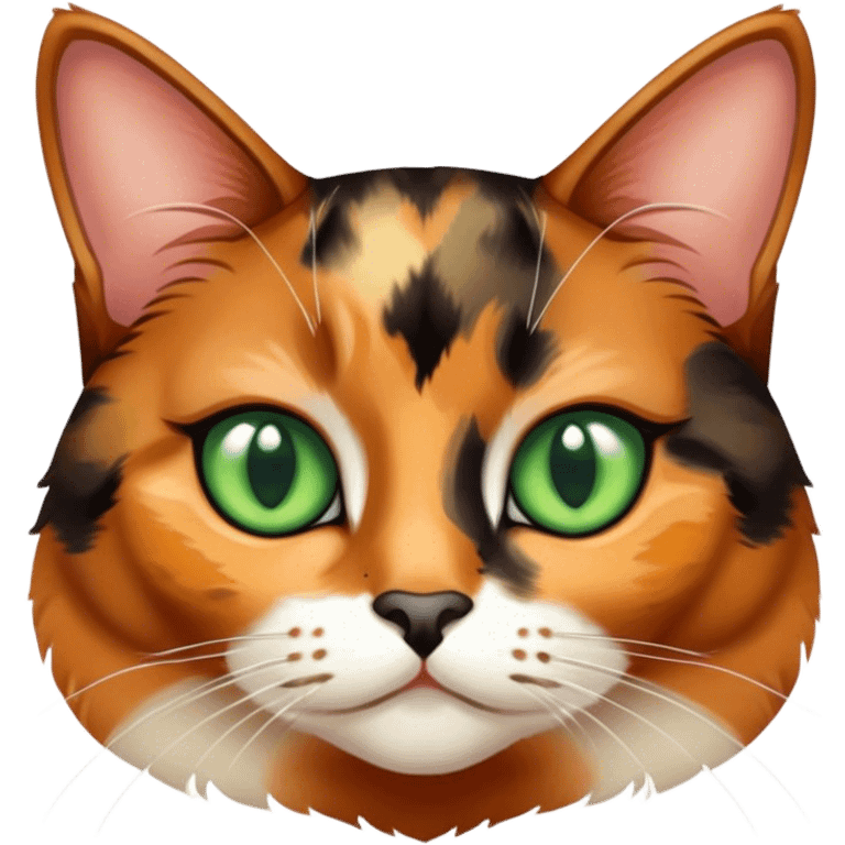 tortoiseshell calico cat with green eyes   emoji