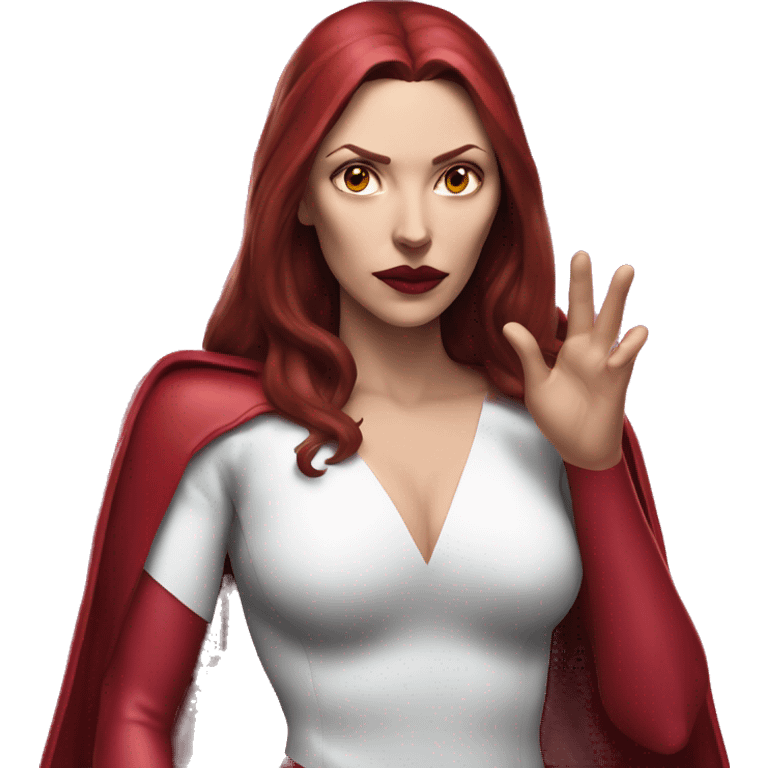 scarlet witch from marvel comics with evil  emoji