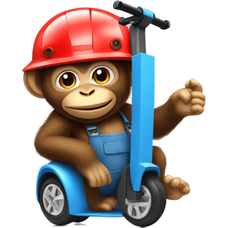 monkey with on segway red helmet and blue overalls emoji