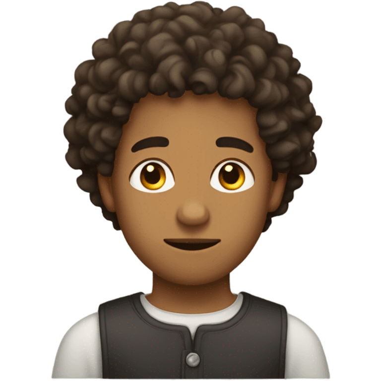 young brown man with curly hair thinking emoji