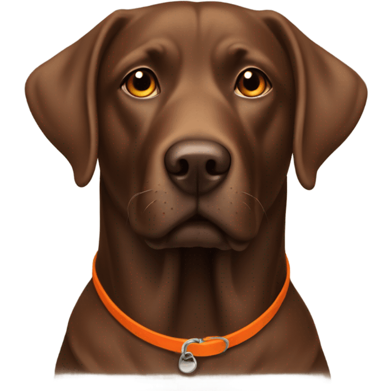 Brown lab dog with a orange collar emoji