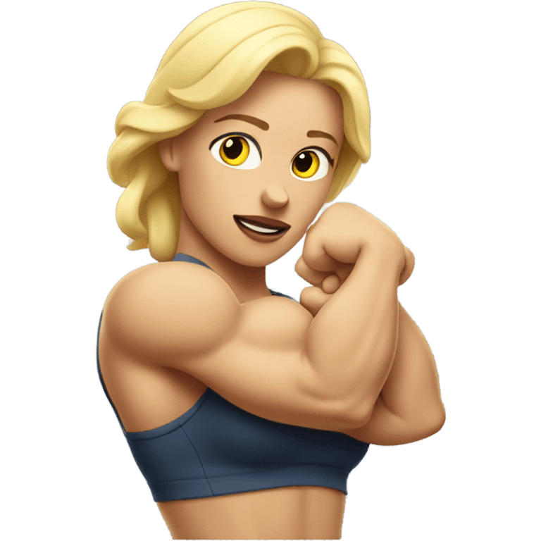 Strong blond women flexing  emoji