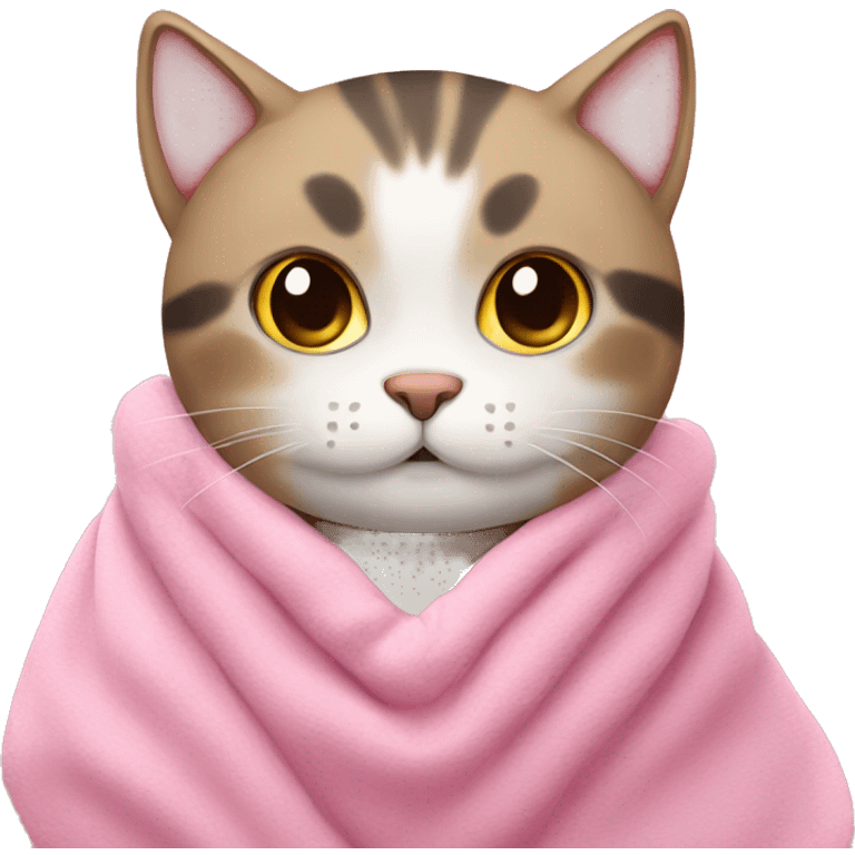 Cute cat with pink blanket  emoji