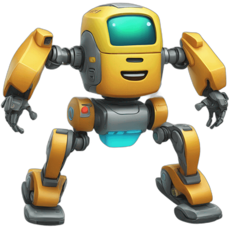 a cheerful multi-colored jumping robot emoji