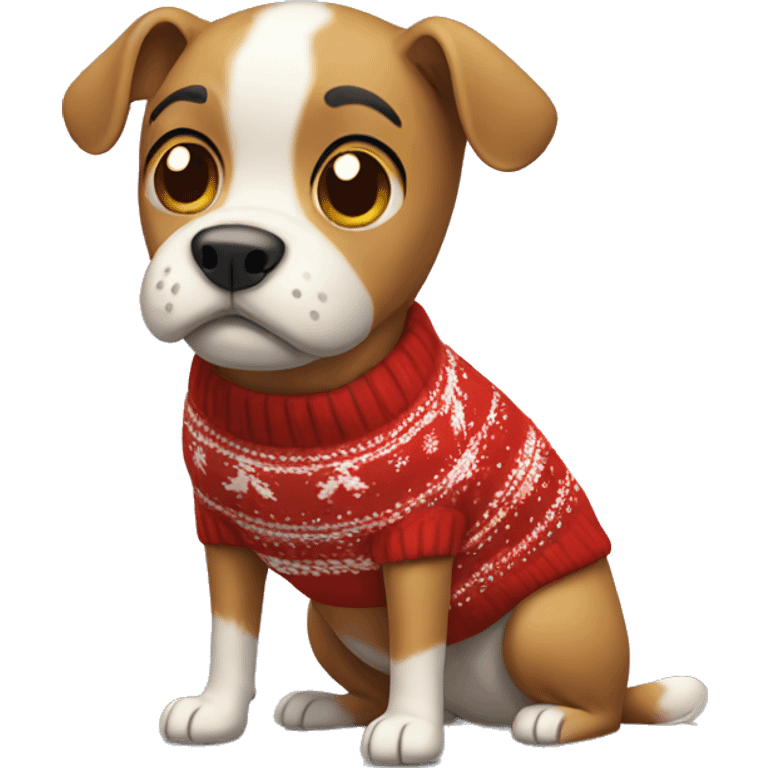 A frustrated dog in a christmas sweater  emoji