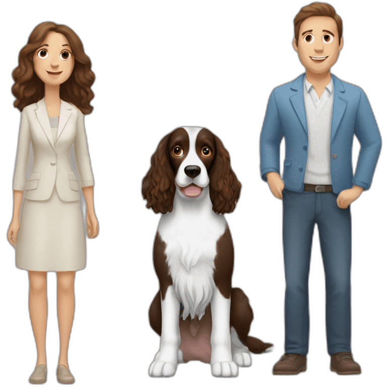 Springer spaniel with man and woman emoji