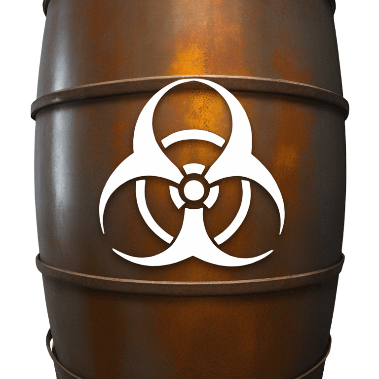 Biohazard symbol on a metal barrel emoji