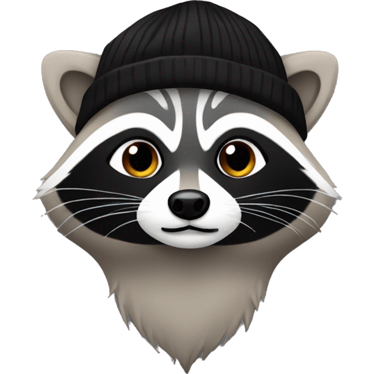 Raccoon wearing a black beanie emoji