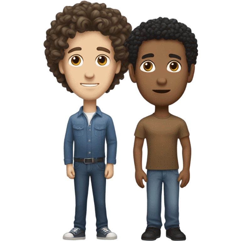 Tall white boy with a Ave hair and short Puerto Rican man with curly hair emoji