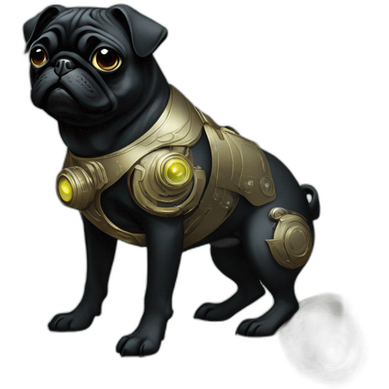 A cyberpunk black pug in Art Nouveau style during 1910 emoji