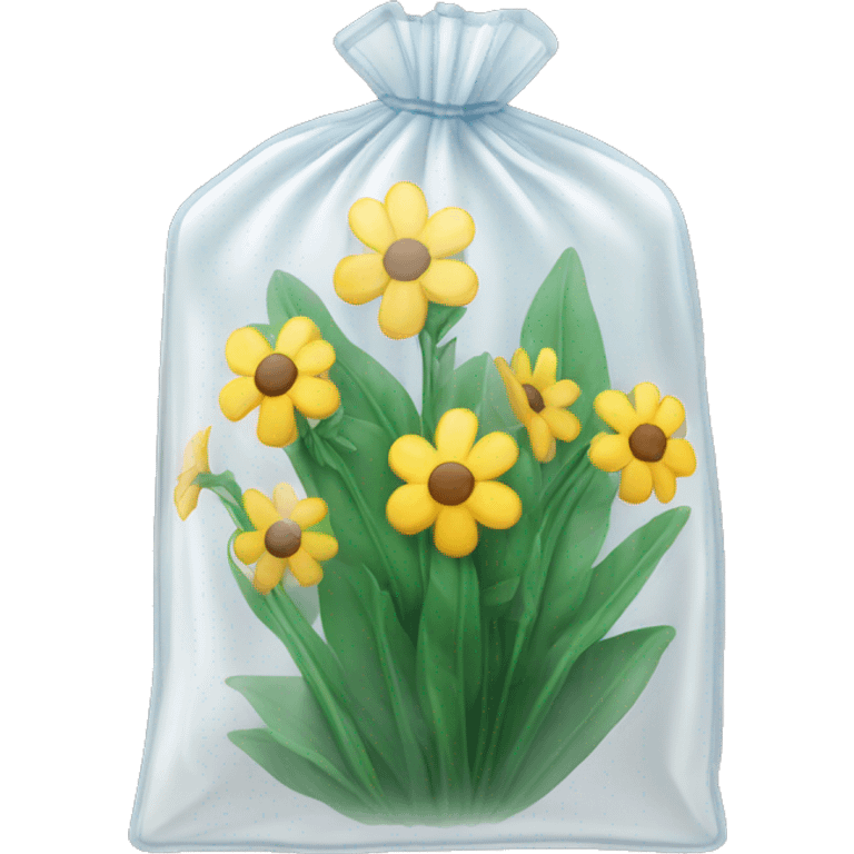 Clear ziplock bag of flower emoji