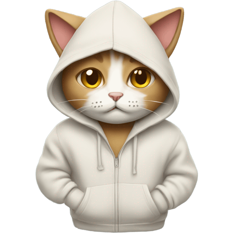 blushing cat with a hoodie emoji