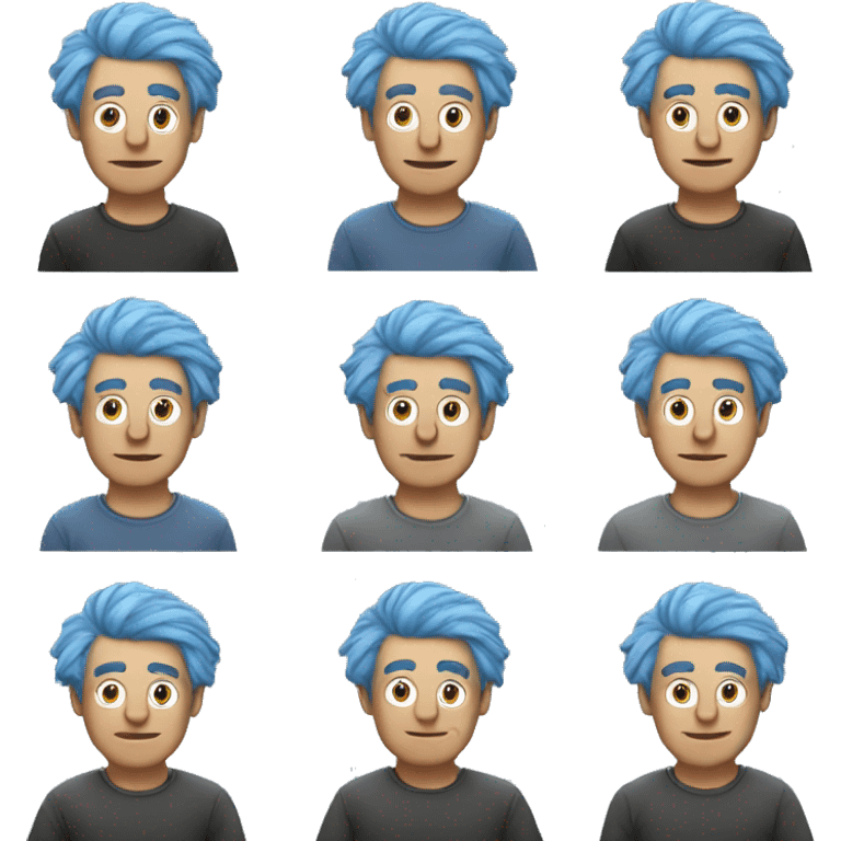 guy with blue hairs with laptops emoji